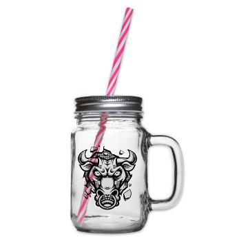 Bull Head Bull Strong Wild Power Animal - Glass jar with handle and screw cap - clear - Right