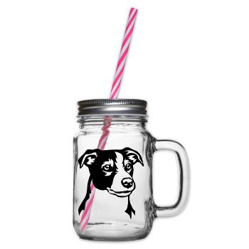 Jack Russell Terrier Head - Glass jar with handle and screw cap - clear - Right