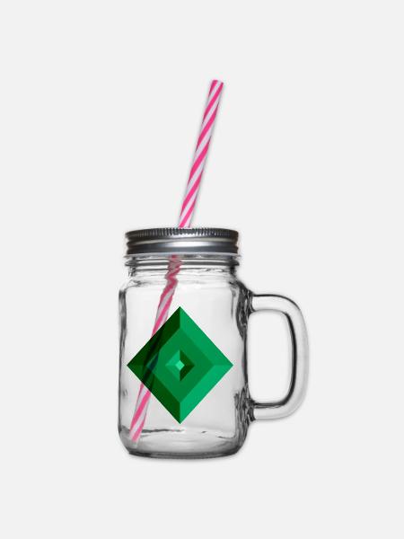 Geometrische Form 3D - Henkelglas mit Schraubdeckel - Klar