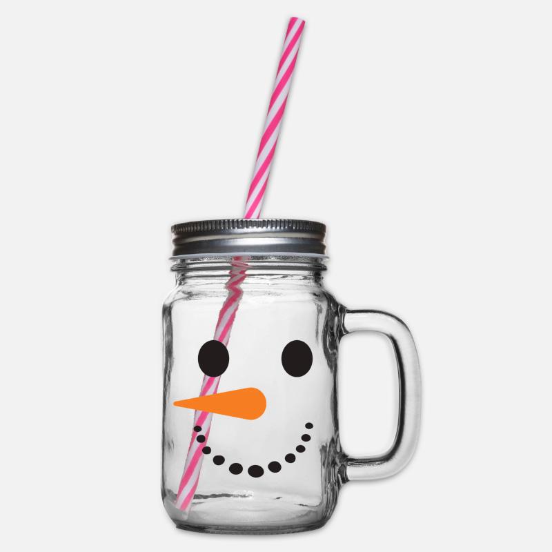 Schneemann Gesicht - Henkelglas mit Schraubdeckel - Klar