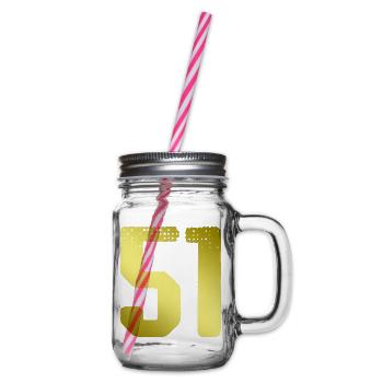 51 number jersey - Glass jar with handle and screw cap - clear - Right