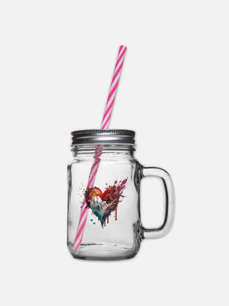 Liebe - Henkelglas mit Schraubdeckel - Klar