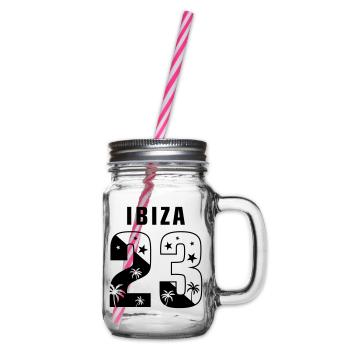 Ibiza 23 - Glass jar with handle and screw cap - clear - Right