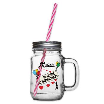 Malerin Jubiläum 10 Jahre 10. jähriges bester 10th - Henkelglas mit Schraubdeckel - Klar - Rechts
