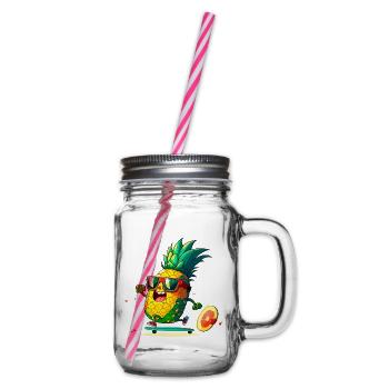 Lustiges Ananas-Skaten - Henkelglas mit Schraubdeckel - Klar - Rechts