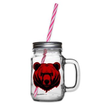 Bär Grizzly Kopf - Henkelglas mit Schraubdeckel - Klar - Rechts
