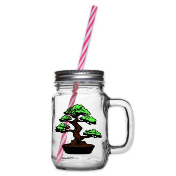 Tree Bonsai Symbol - Glass jar with handle and screw cap - clear - Right