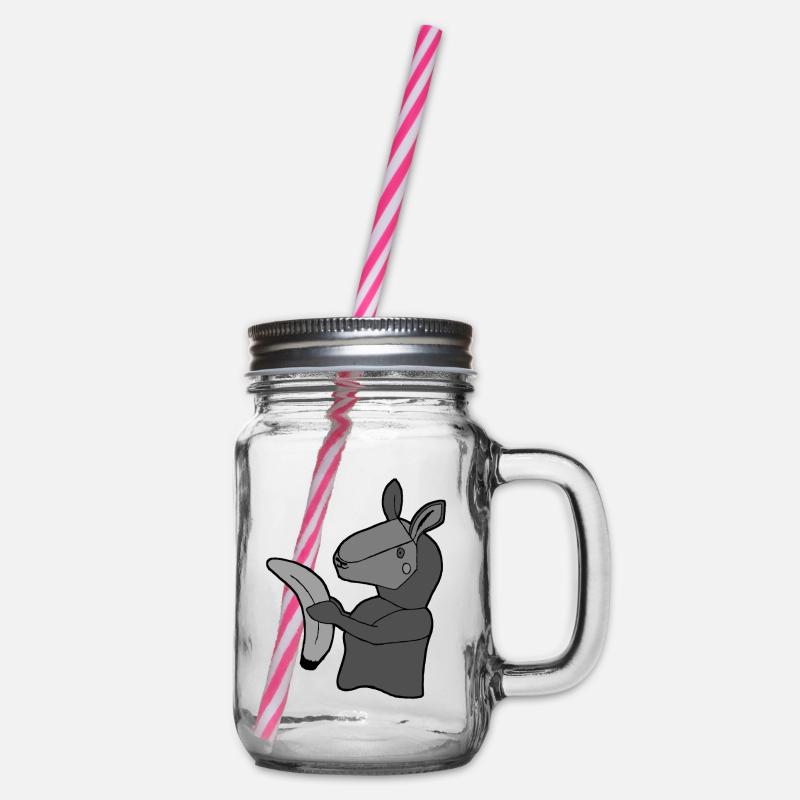 Lama mit Banane - Henkelglas mit Schraubdeckel - Klar