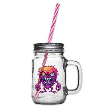 Halloween Monster Zombie Creepy Horror Costume - Glass jar with handle and screw cap - clear - Right