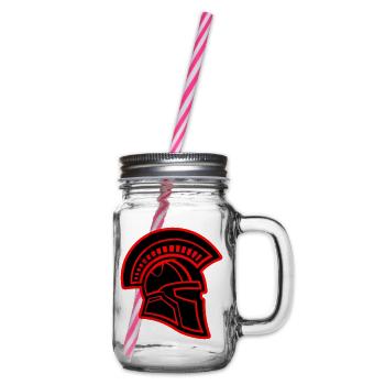 Spartan Head Warrior Sparta Helmet - Glass jar with handle and screw cap - clear - Right