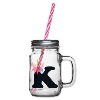 Unicorn Letter Rainbow Style "K" | be unique - Glass jar with handle and screw cap - clear - Right