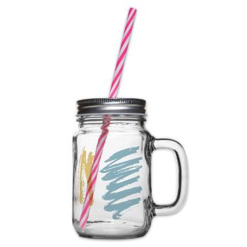 Colors Painting - Minimal Hatching Graphic - Glass jar with handle and screw cap - clear - Right