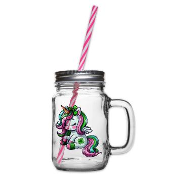 Conception de célébration de la licorne de la Saint-Patrick - Bocal à boisson - transparent - Droite