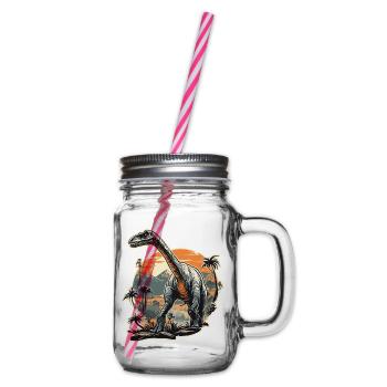 Dinosaur / Animal / Prehistoric / Reptile / Boys - Glass jar with handle and screw cap - clear - Right