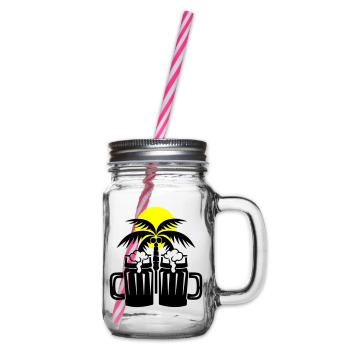 Plage de bière Île de Palm Trees - Bocal à boisson - transparent - Droite
