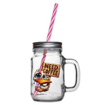 Need Coffee - Brauchte Kaffee - Henkelglas mit Schraubdeckel - Klar - Rechts