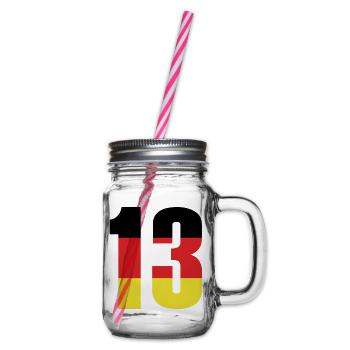 13 Number Germany Jersey - Glass jar with handle and screw cap - clear - Right