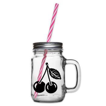 cherry - Glass jar with handle and screw cap - clear - Right