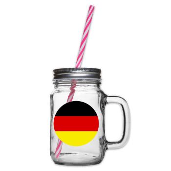 Flagge Deutschland Germany Drei Farben Vektor Rund - Henkelglas mit Schraubdeckel - Klar - Rechts