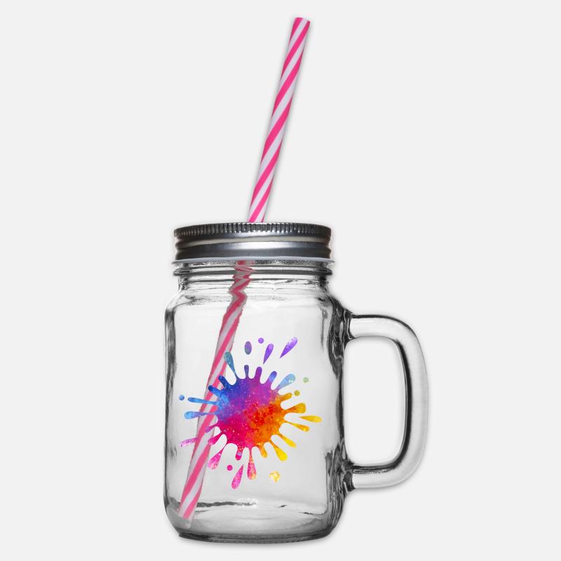 Éclaboussure de couleur colorée - Aquarelle dégradée - Bocal à boisson - transparent