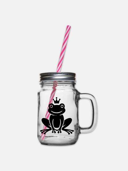 zauberhaftes Silhouetten-Motiv des Froschkönigs - Henkelglas mit Schraubdeckel - Klar