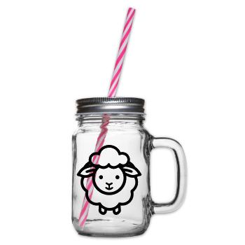 sheep - Glass jar with handle and screw cap - clear - Right