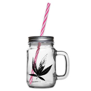 Cannabis Hanf Blatt - Henkelglas mit Schraubdeckel - Klar - Rechts