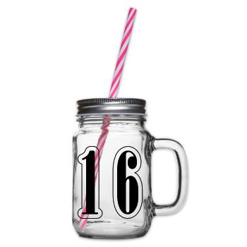 16 Zahl symbol - Henkelglas mit Schraubdeckel - Klar - Rechts