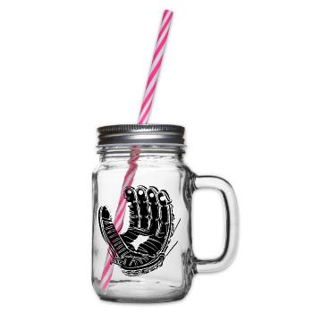 Baseball Handschuh Skizze - Henkelglas mit Schraubdeckel - Klar - Rechts