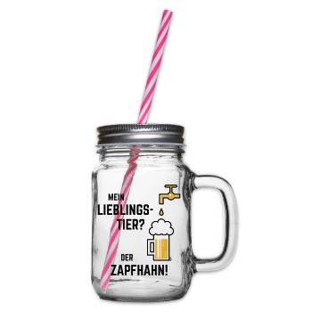 Mein Lieblingstier? Der Zapfhahn! (Bier / 2C) - Henkelglas mit Schraubdeckel - Klar - Rechts