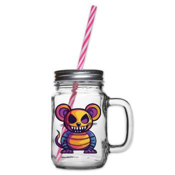 Mouse Halloween Comic Funny - Glass jar with handle and screw cap - clear - Right