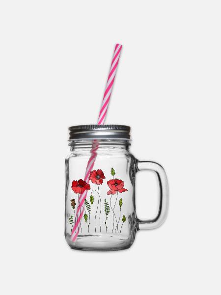 Blumen - Henkelglas mit Schraubdeckel - Klar