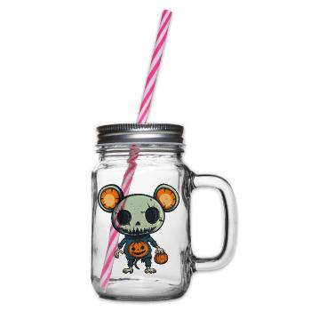Mouse Halloween Comic Funny - Glass jar with handle and screw cap - clear - Right