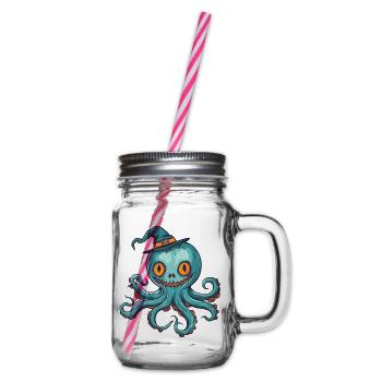 Oktopus Halloween Comic Lustig - Henkelglas mit Schraubdeckel - Klar - Rechts