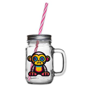 Monkey Halloween Animal - Glass jar with handle and screw cap - clear - Right
