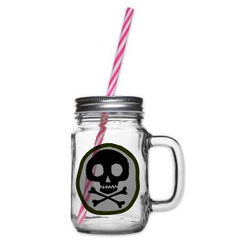 Skull and bones - Glass jar with handle and screw cap - clear - Right