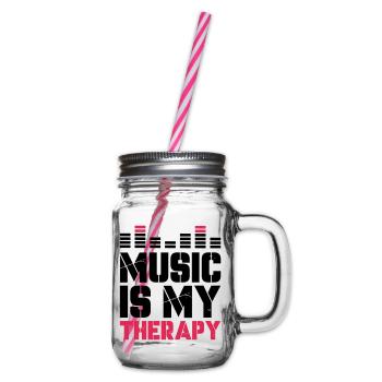 music is my therapy - Henkelglas mit Schraubdeckel - Klar - Rechts