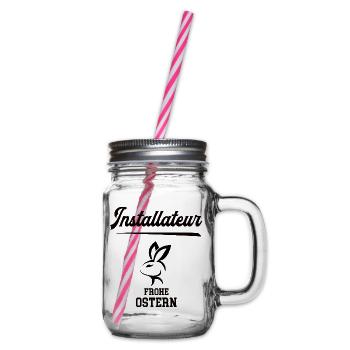 Installateur Ostern Geschenk Klempnerei Meister - Henkelglas mit Schraubdeckel - Klar - Rechts