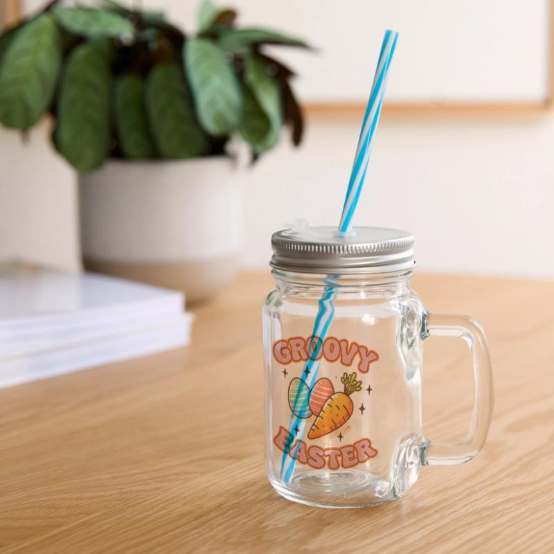Easter Easter Bunny Easter Eve Easter Sunday Easter Egg Spring Glass jar with handle and screw cap