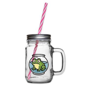 Frog in a Bowl - Glass jar with handle and screw cap - clear - Right
