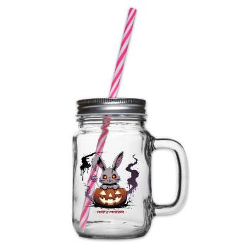 Obsessively sweet – creepy bunny in the pumpkin - Glass jar with handle and screw cap - clear - Right
