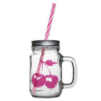 Motif cerisier rétro – look rockabilly rose - Bocal à boisson - transparent - Droite