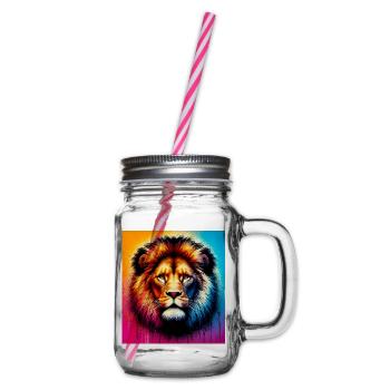 lion - Glass jar with handle and screw cap - clear - Right