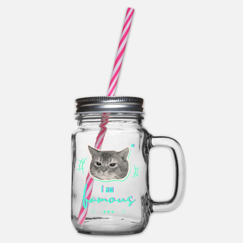 Conception humoristique de mèmes de chat - Je suis célèbre - Bocal à boisson - transparent