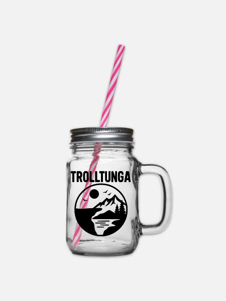 trolltunga silhouette - Henkelglas mit Schraubdeckel - Klar