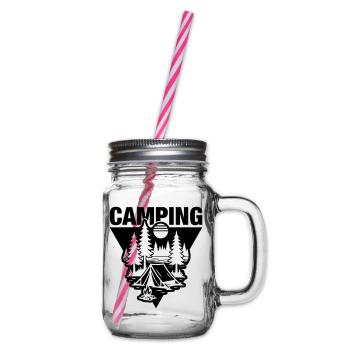 Zelt Camping Symbol Natur - Henkelglas mit Schraubdeckel - Klar - Rechts