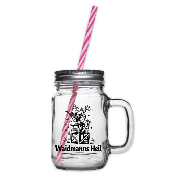Verrückter Hirsch Waidmannsheil - Glass jar with handle and screw cap - clear - Right
