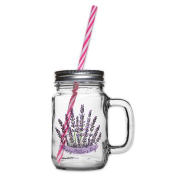 Lavender Heart Mother's Day Motif Best Mom - Glass jar with handle and screw cap - clear - Right