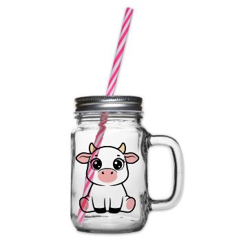 Veau mignon bébé vache qui garde Kawaii - Bocal à boisson - transparent - Droite