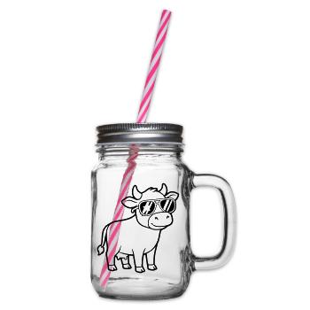 Cool Cow Sunglasses Casual Vector - Glass jar with handle and screw cap - clear - Right